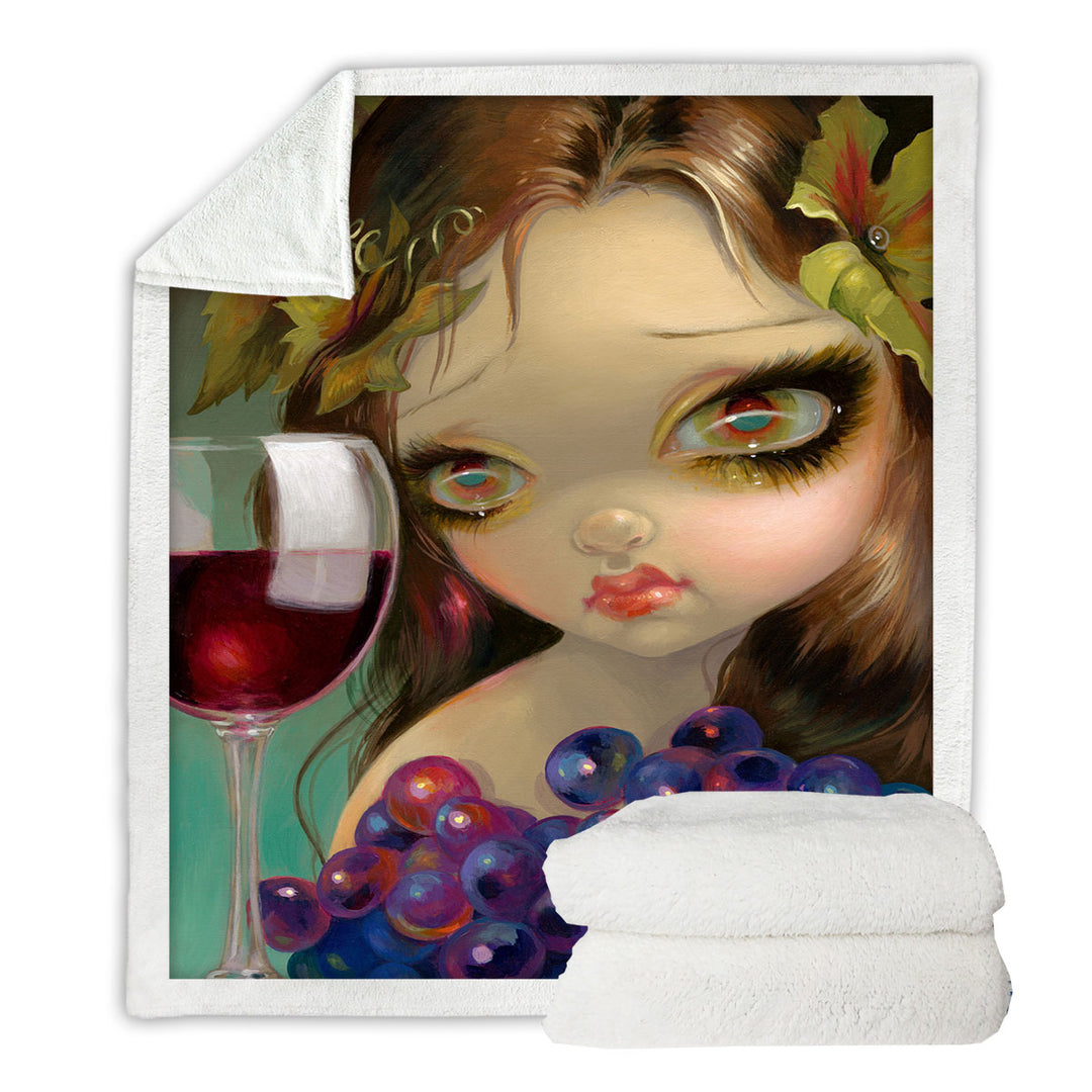 Fine Art Girl with Spirits of the Vine Merlot Throw Blanket