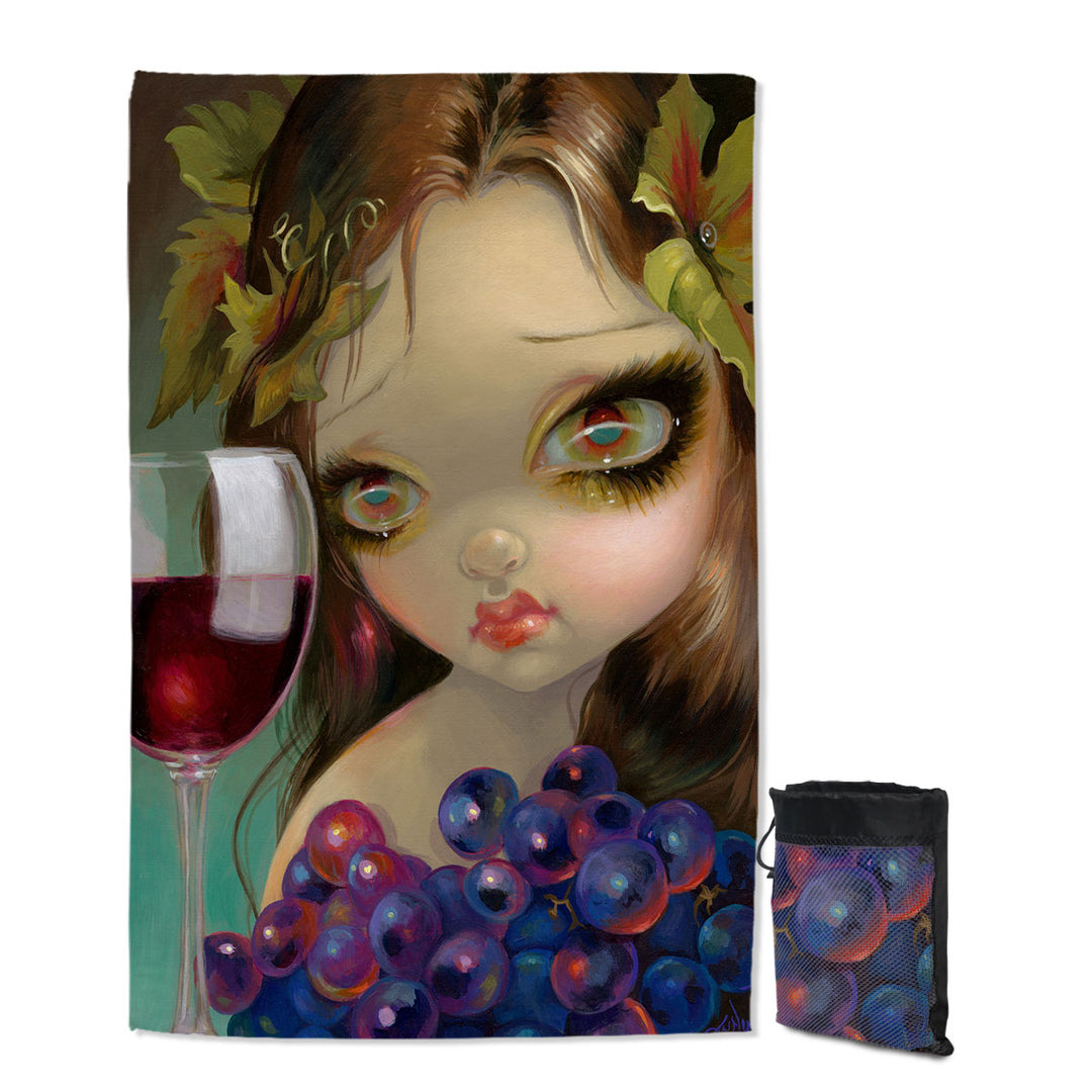 Fine Art Girl with Spirits of the Vine Merlot Womens Beach Towel