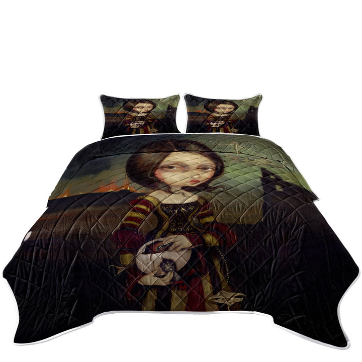 Fine Art Lady with a Bosch Egg King Quilt
