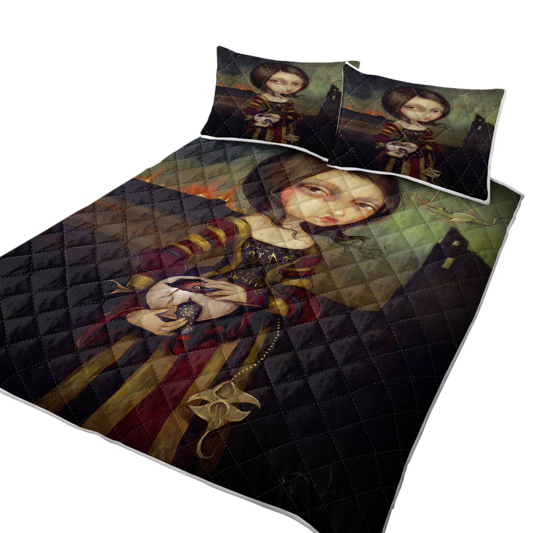 Fine Art Lady with a Bosch Egg Quilt