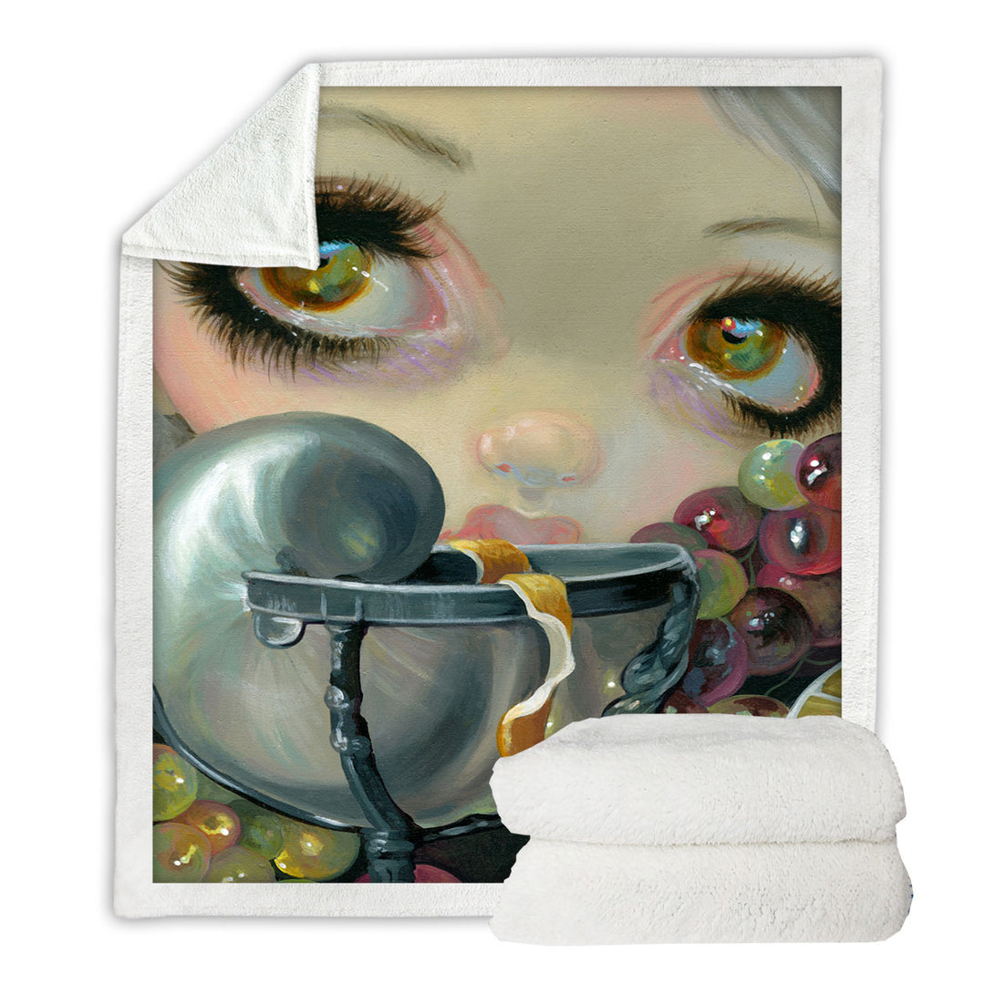 Fine Art Painting Decorative Throws Girl and Nautilus Shell Cup