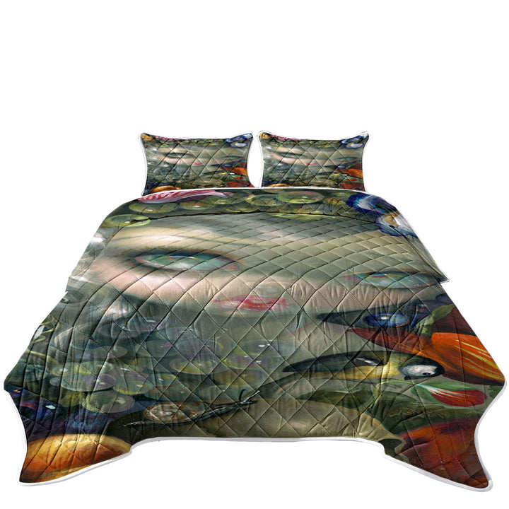 Fine Art Painting Girl Snail and Skull Quilts