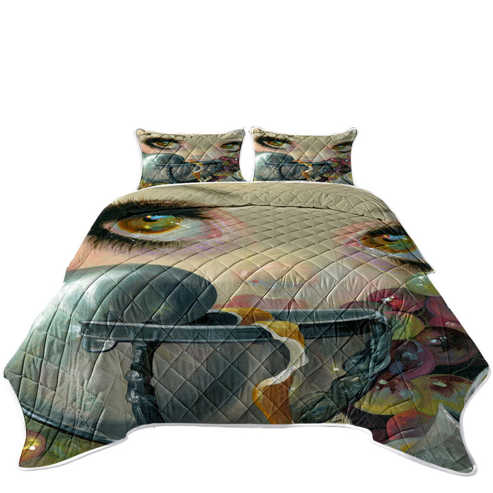 Fine Art Painting Girl and Nautilus Shell Cup Coverlets