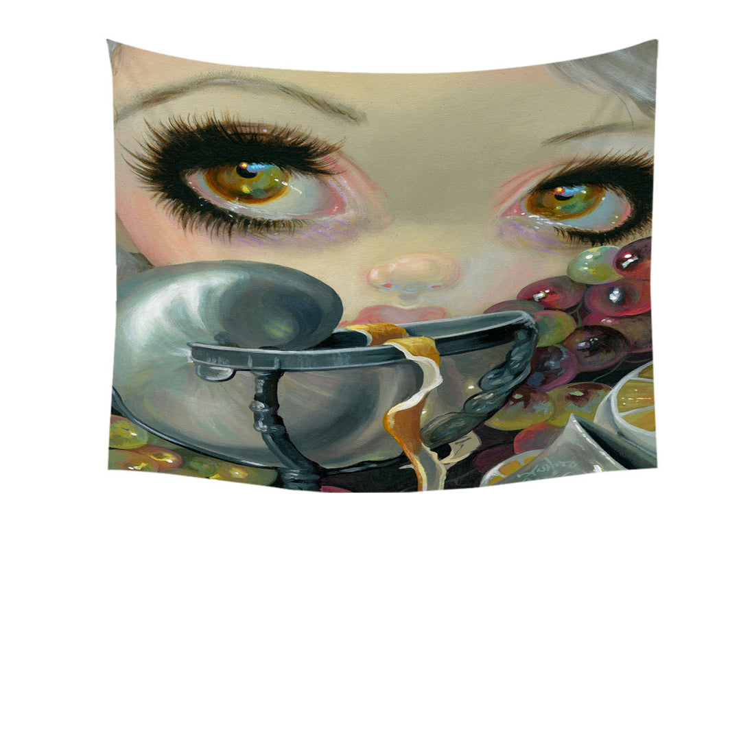 Fine Art Painting Tapestry Wall Decor Girl and Nautilus Shell Cup