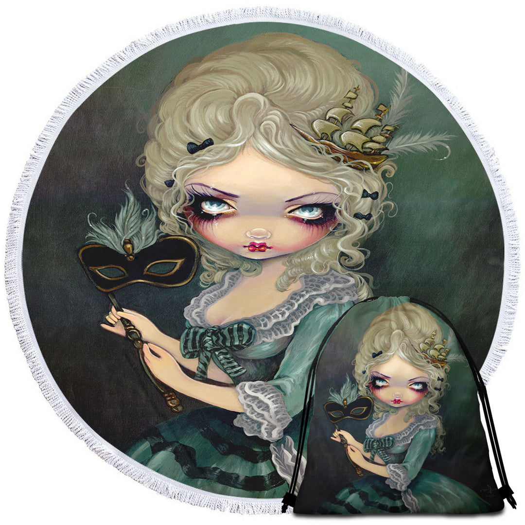 Fine Art Round Beach Towel Marie Masquerade the Doomed Queen