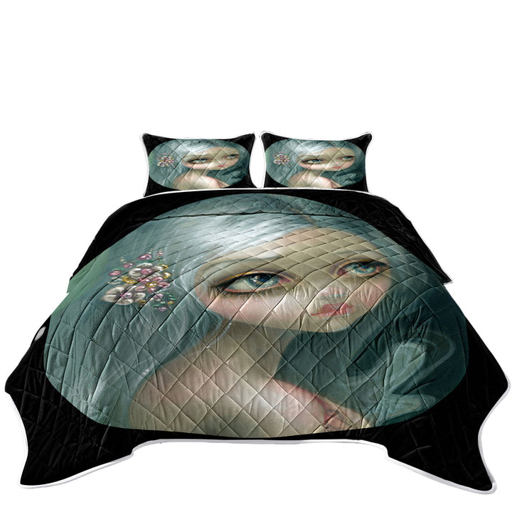 Fine Art Silver Introspection Silver Haired Girl Quilt