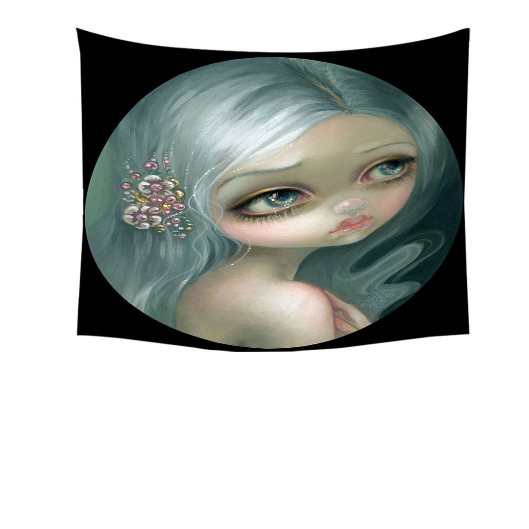 Fine Art Silver Introspection Silver Haired Girl Tapestry Wall Decor
