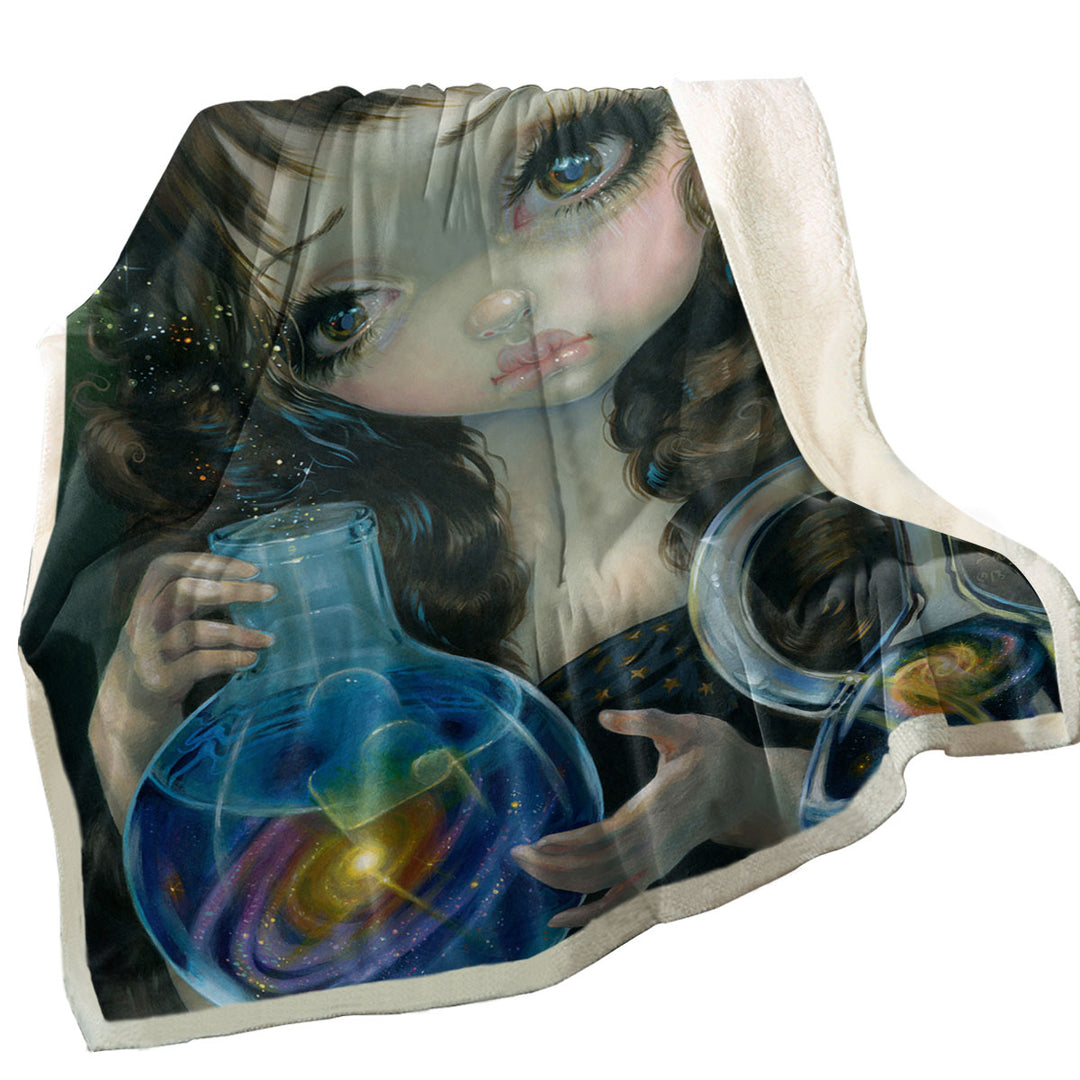 Fine Art Sofa Blankets Alchemical Girl Microcosm Galaxy