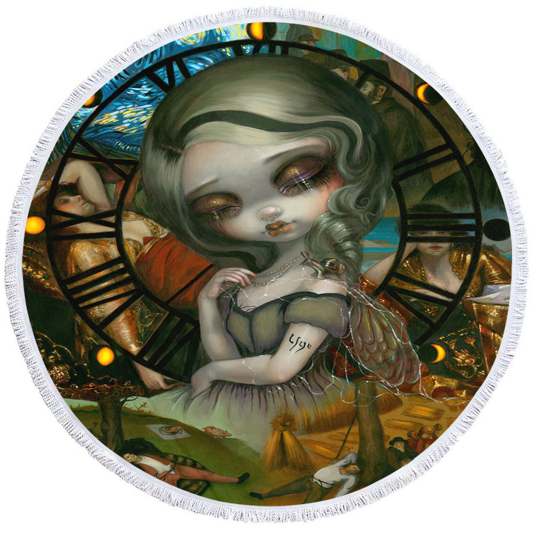 Fine Art Unseelie Court Sloth Seven Deadly Sins Round Beach Towel