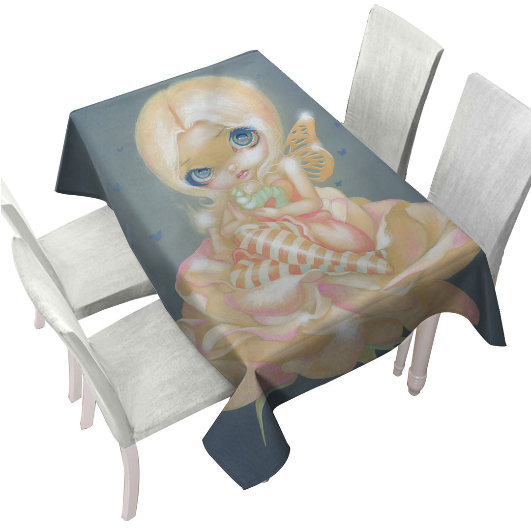 Fine Art the Sick Rose Fairy with Worm on Rose Custom table Covers