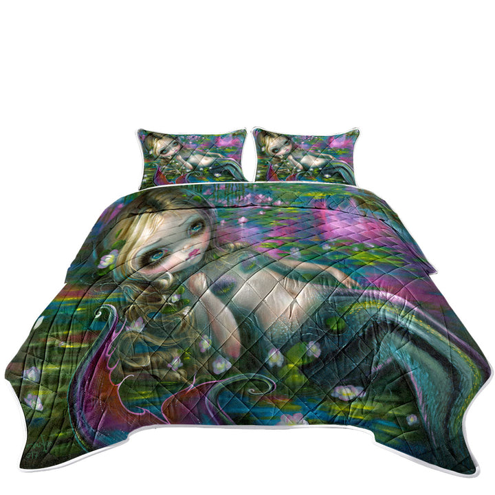 Fine Fantasy Art Water Lily Pond Monet Mermaid Quilts