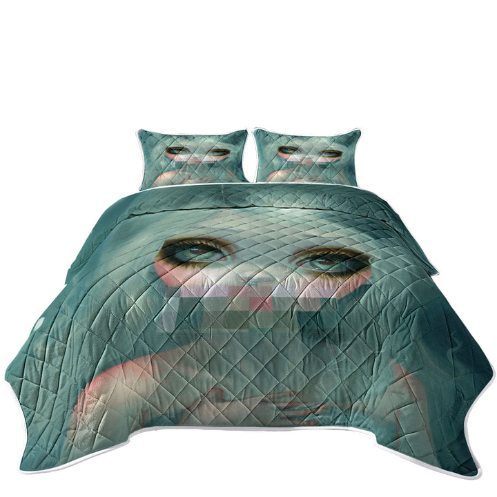 Fine Gothic Art Hand Painted Beautiful Girl Smile Quilts for sale