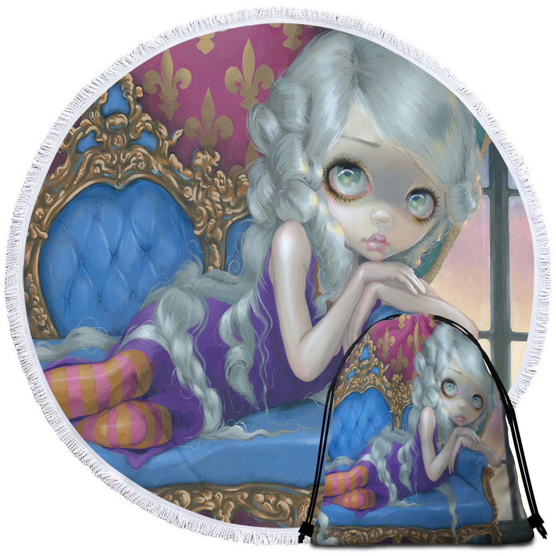 Fine Rococo Style Beach Towels and Bags Set Art Rapunzel at Twilight