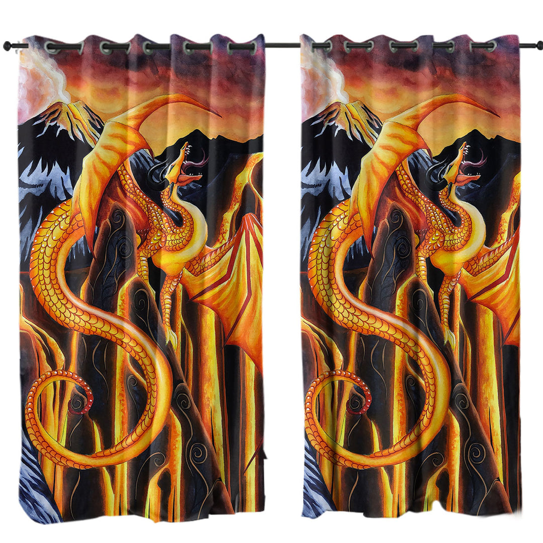 Fire Falls Fantasy Art Painting Dragon Drapery