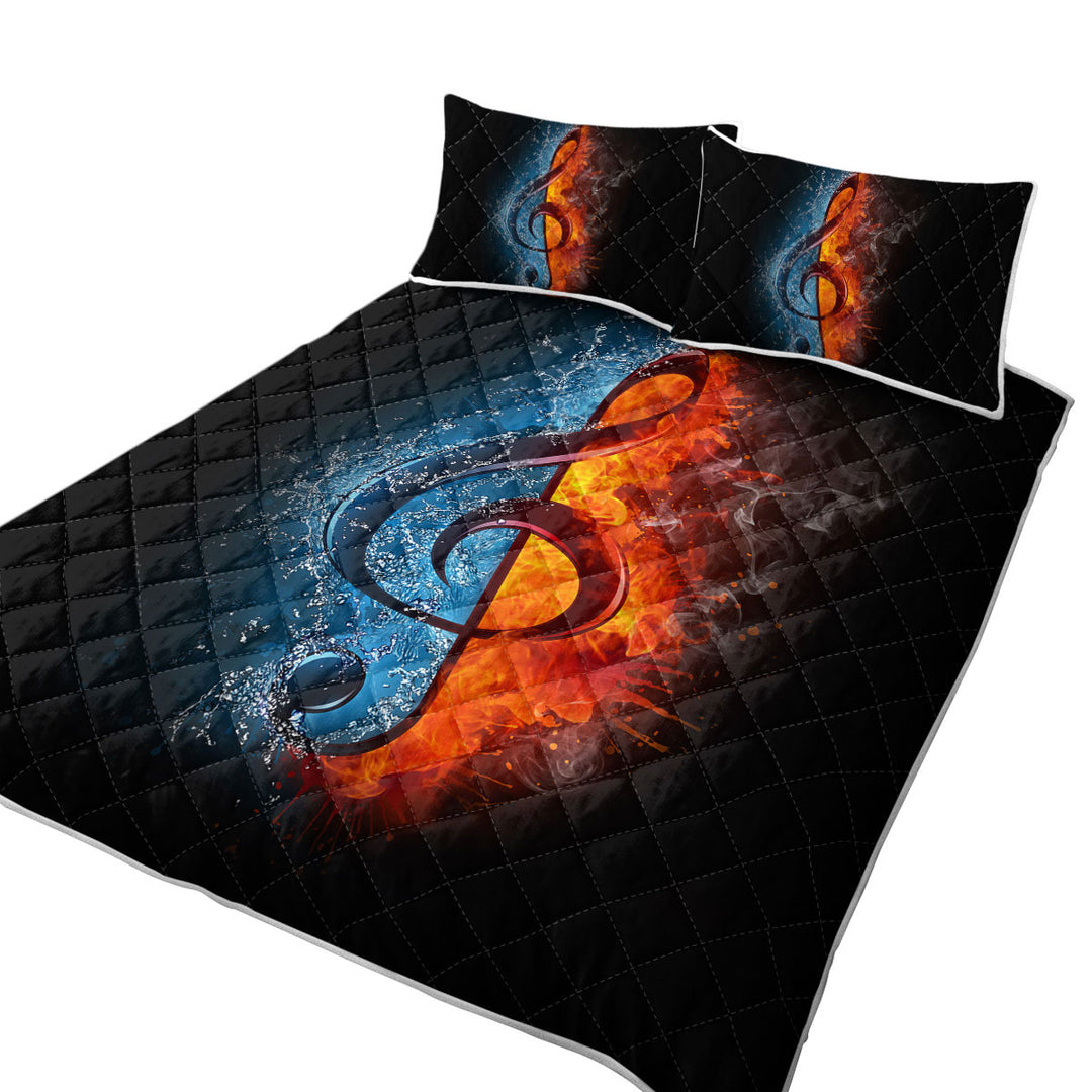 Fire Vs Water Treble Clef Music Note Quilt