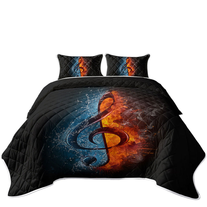 Fire Vs Water Treble Clef Music Note Twin Quilt