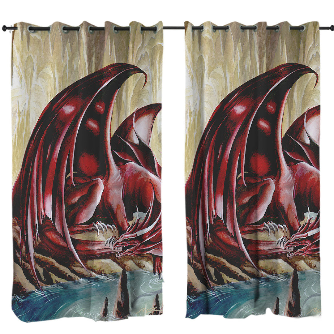 Firebrand Red Dragon Drawing Made to Measure Curtains