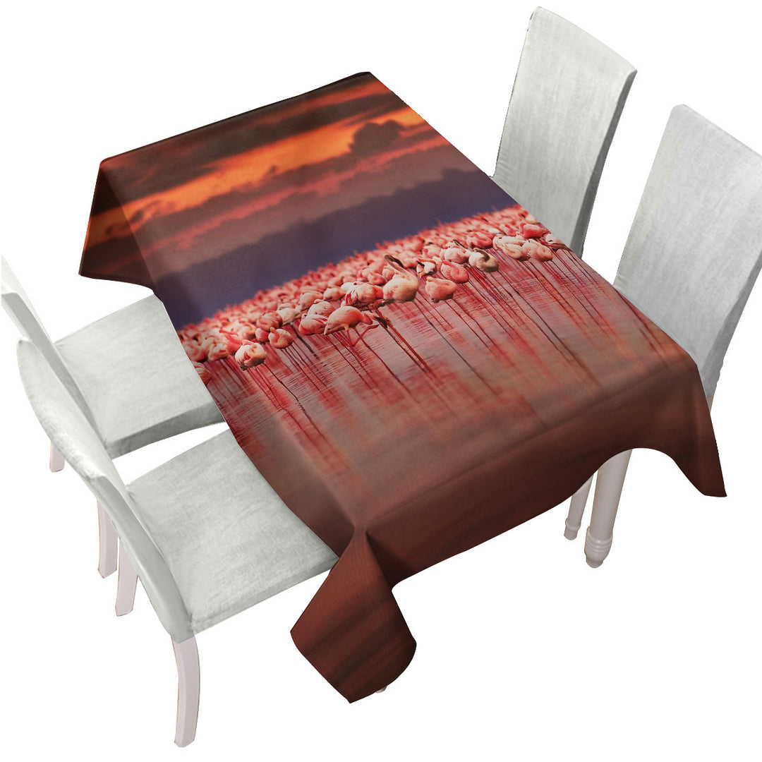 Flamboyance of Flamingo Beneath Sunset Sky Table Cover