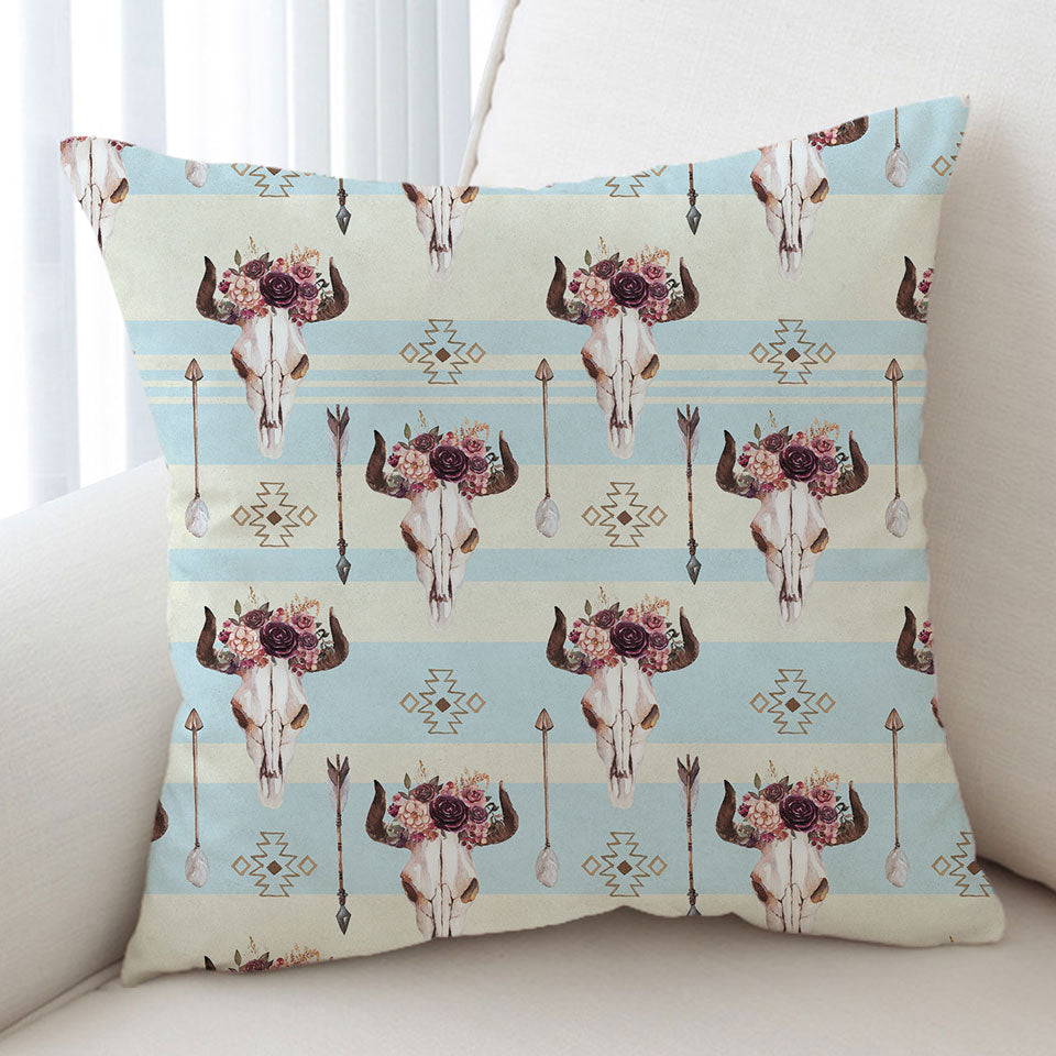 Floral Bull Skull Cushions