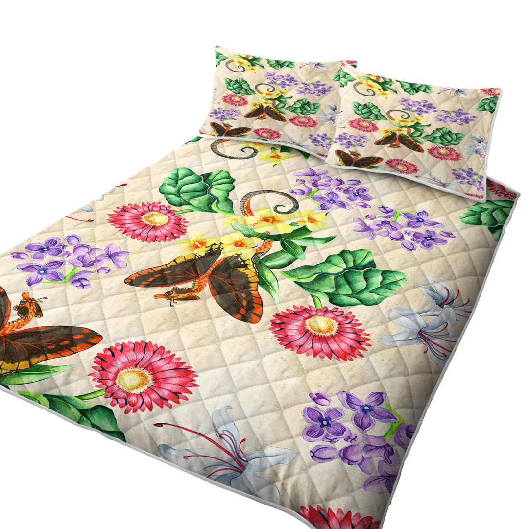Floral Butterflies Dragons Coverlet