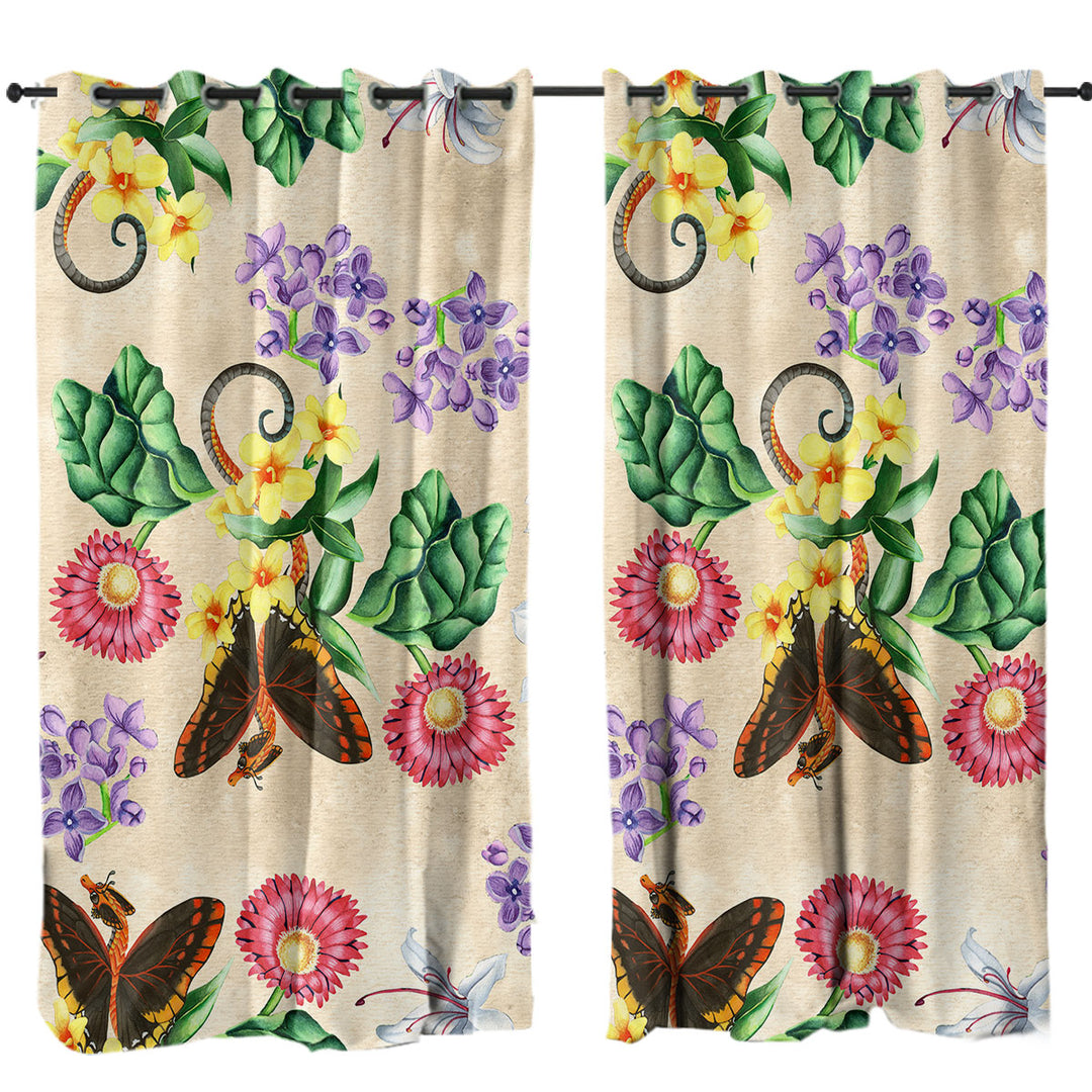 Floral Butterflies Dragons Curtains