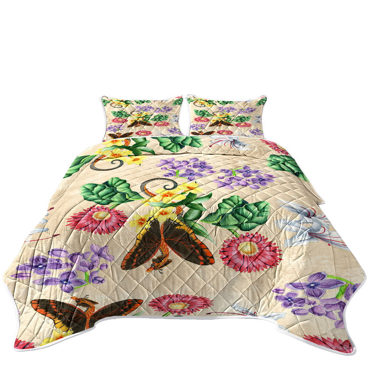 Floral Butterflies Dragons King Size Quilt
