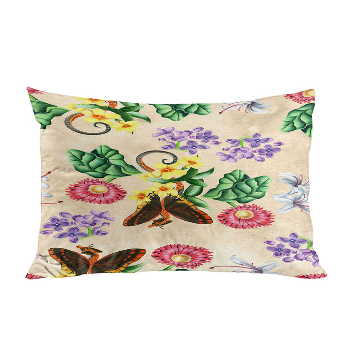 Floral Butterflies Dragons Pillowcase