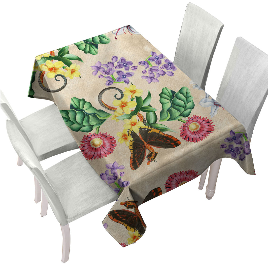 Floral Butterflies Dragons Tablecloths