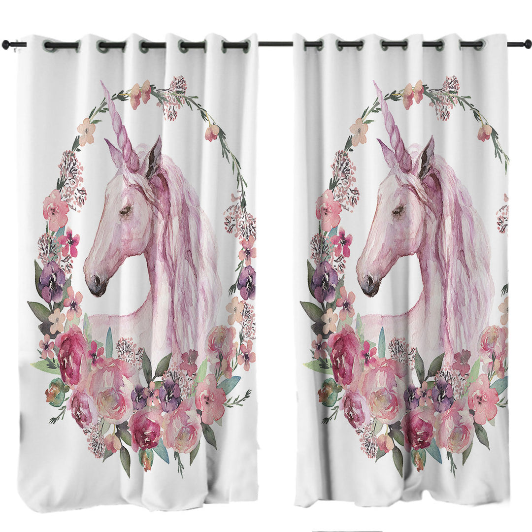 Floral Circle Unicorn Drapery