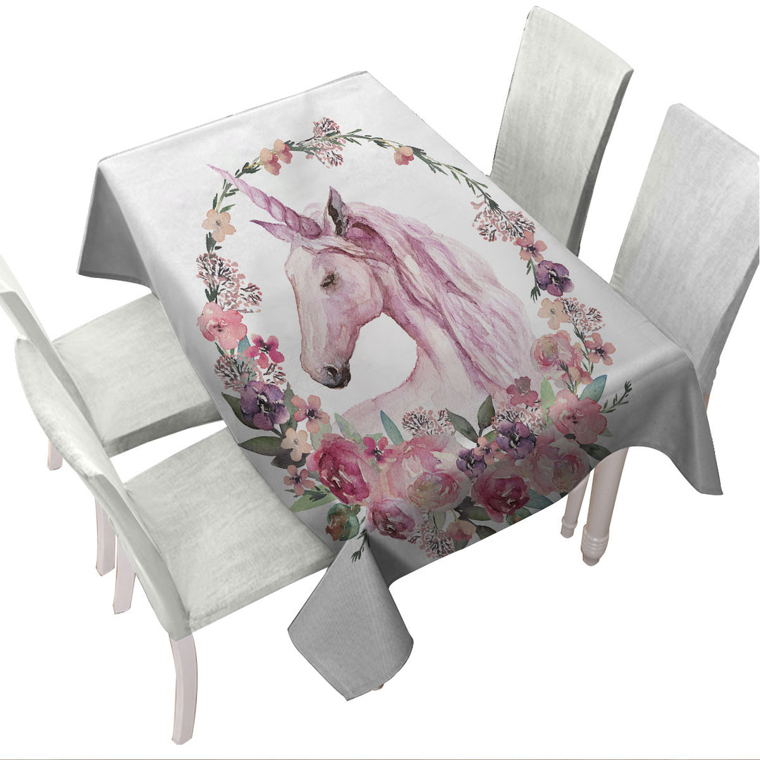 Floral Circle Unicorn Tablecloths