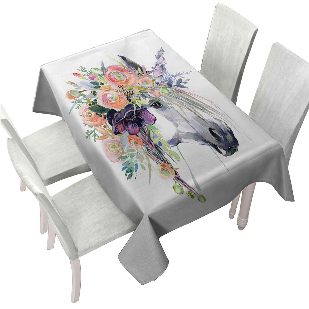 Floral Head Unicorn Custom table cloth