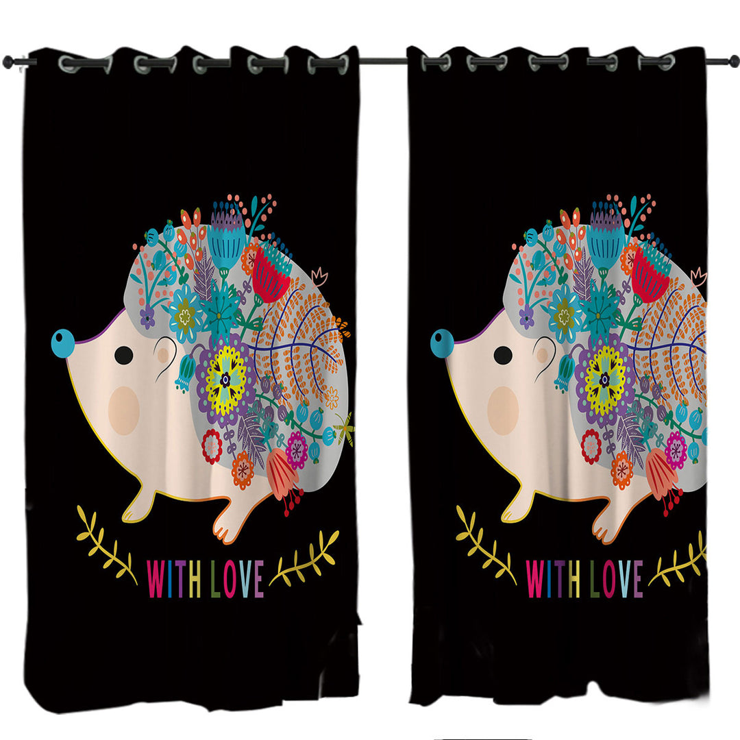 Floral Hedgehog Curtains for Bedroom