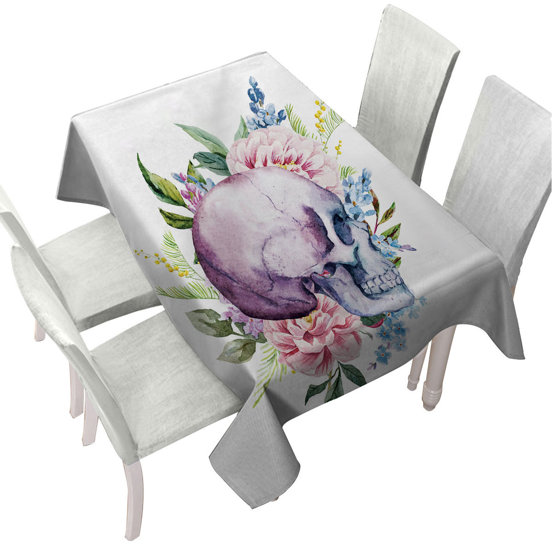 Floral Human Skull Custom table cloth