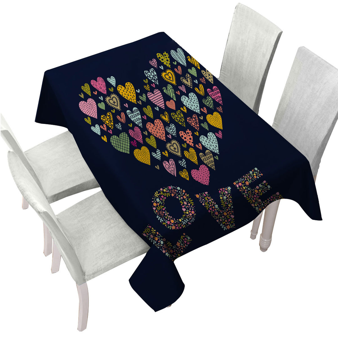 Floral Love and Multi Colored Heart of Hearts Tablecloths