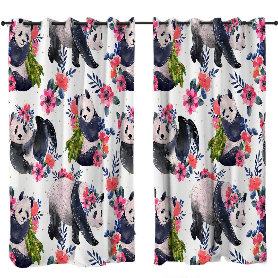 Floral Pandas Drapes