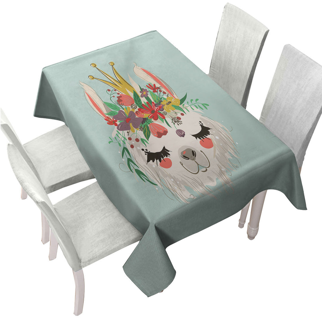 Floral Queen Llama Custom tablecloths