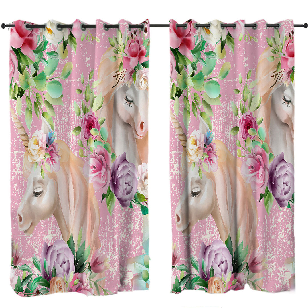 Floral Unicorns Curtains