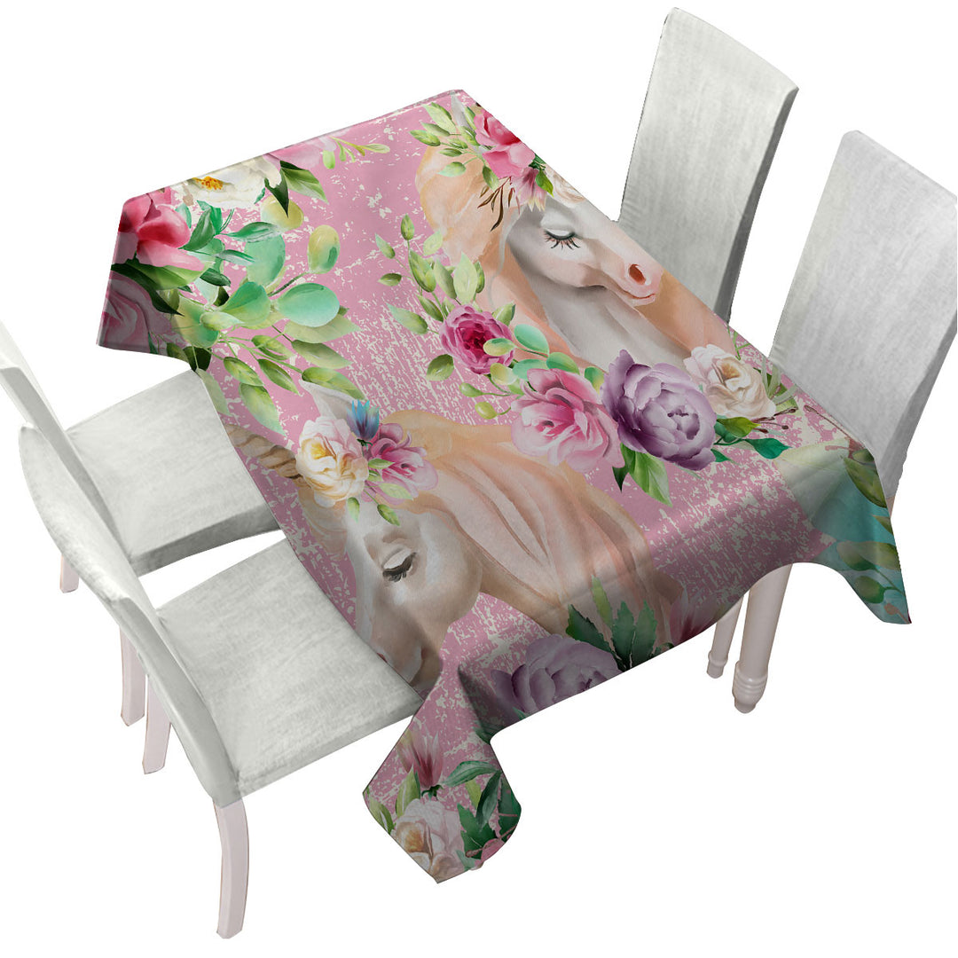 Floral Unicorns Table Cover