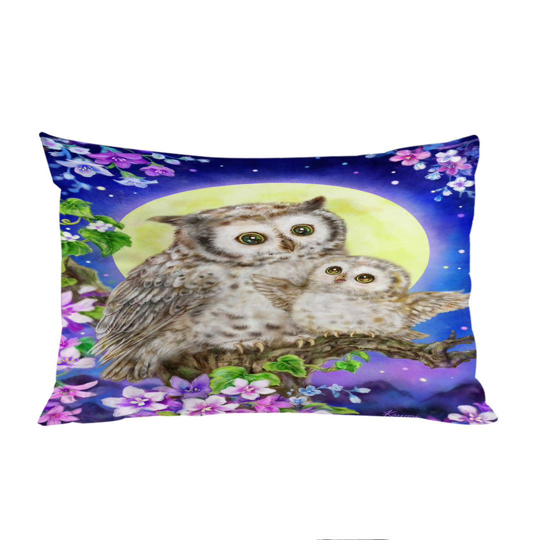 Flowers and Moonlight Owls Pillowcases