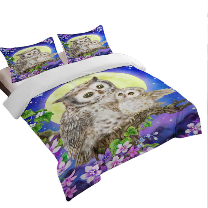 Flowers and Moonlight Owls Quilt Cover Sets