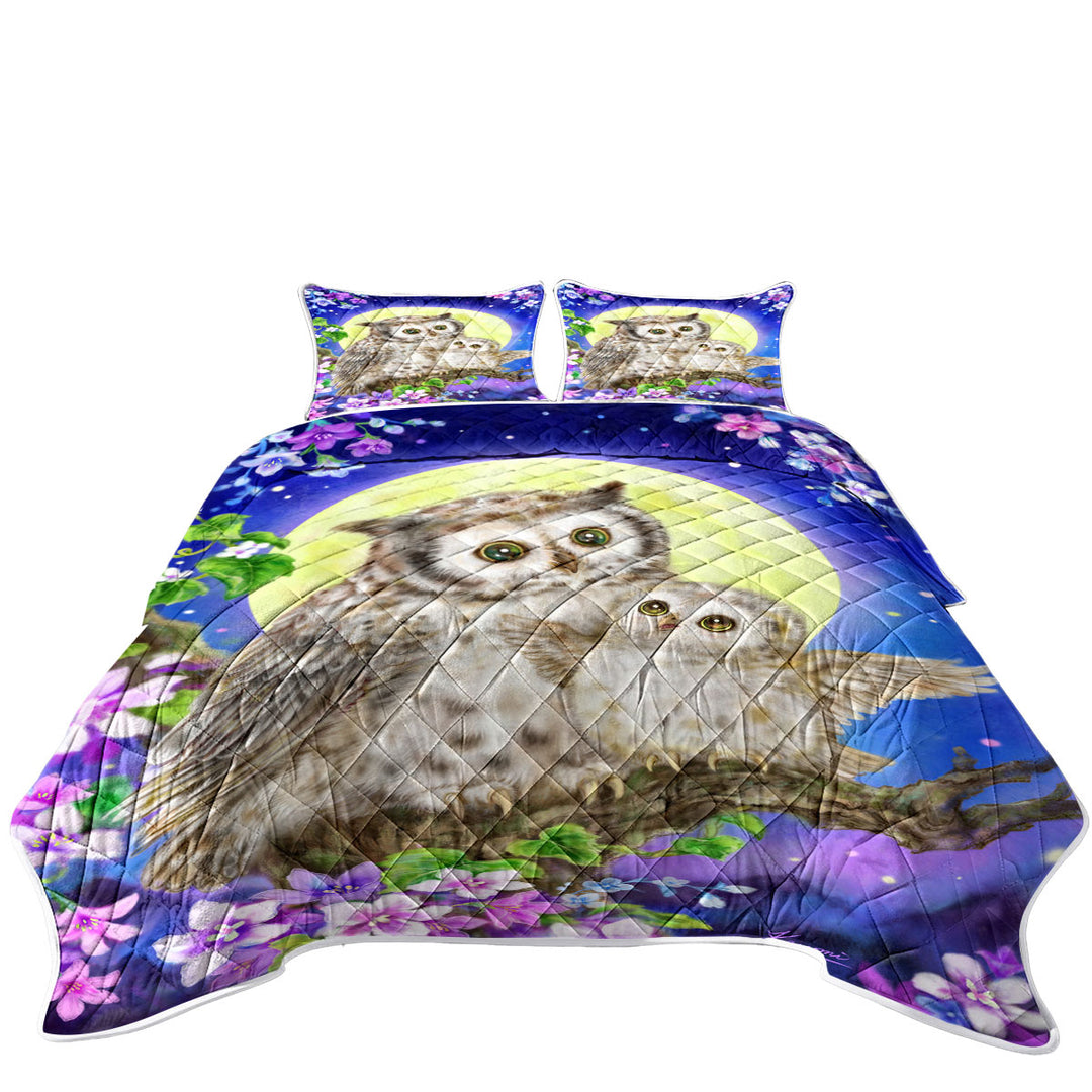 Flowers and Moonlight Owls Quilts
