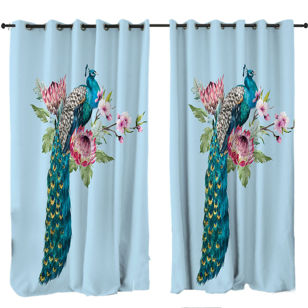 Flowers and Peacock Drapery