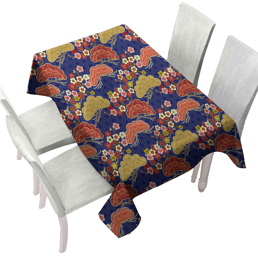 Flowers and Trees Asian Japanese Design Custom table cloth