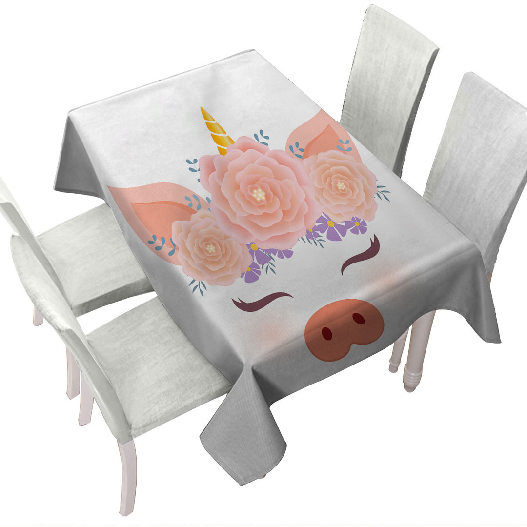 Flowery Unicorn Piggy Table Cover