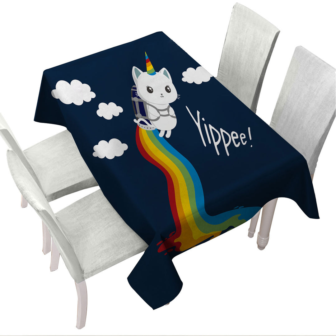 Flying Unicorn Cat Tablecloths