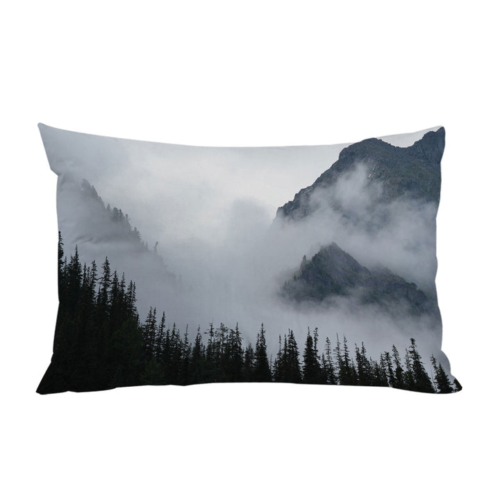 Foggy Mountain and Pine Trees Pillow Cases
