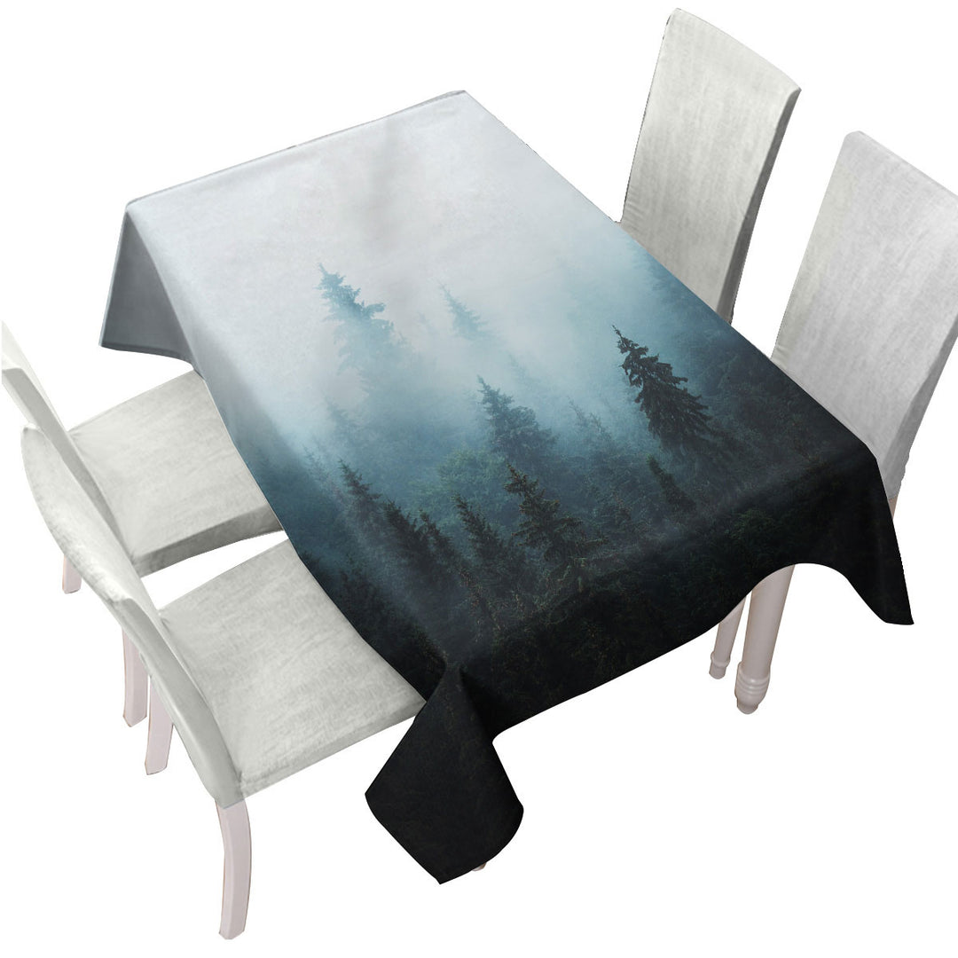 Foggy Pine Forest Tablecloth