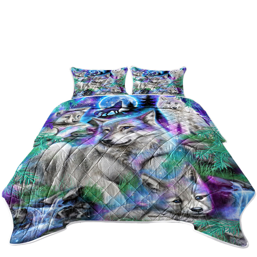 Forest Animals Art Daydream Galaxy Wolves Coverlet