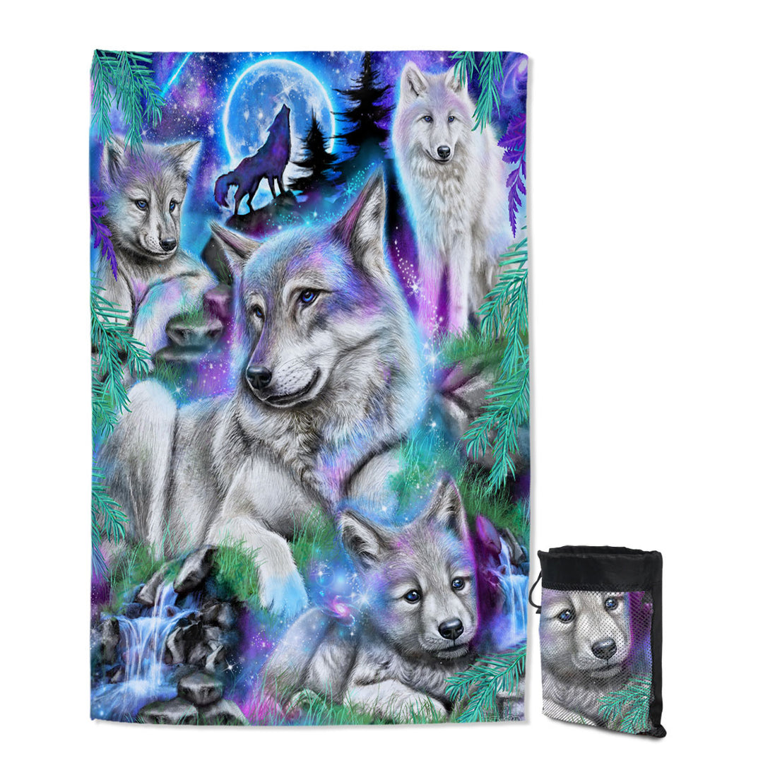 Forest Animals Art Daydream Galaxy Wolves Quick Dry Thin Beach Towels