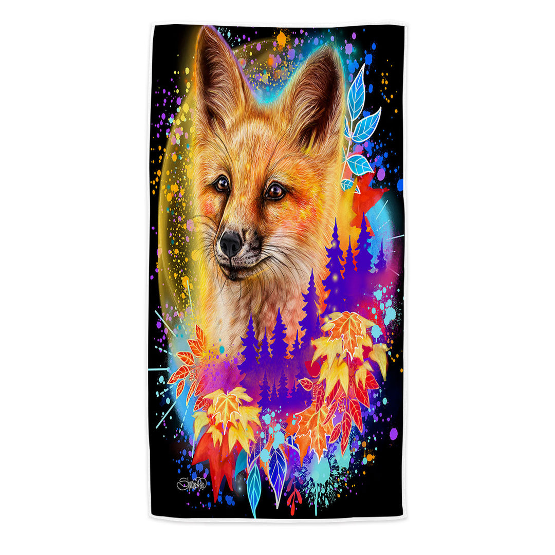 Forest Animals Art Red Fox Beach Towel